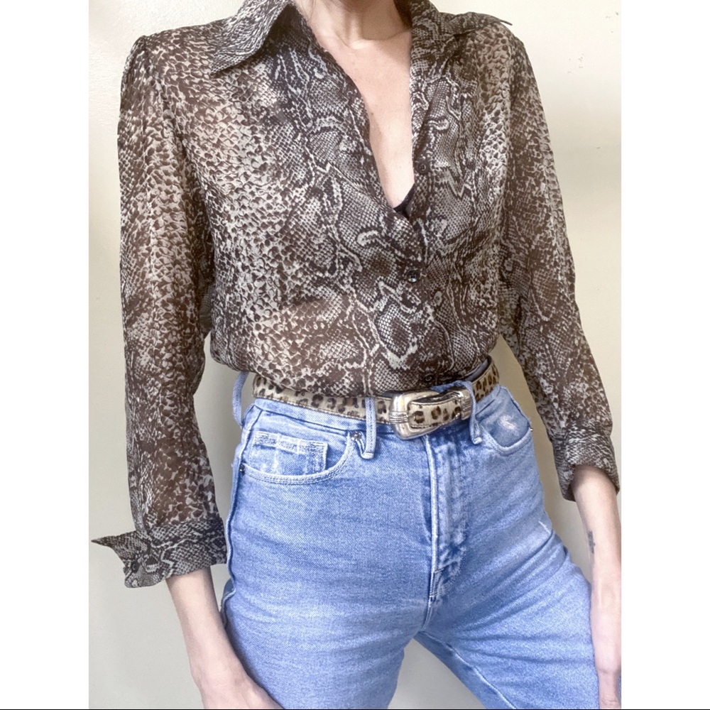 Alice and Olivia Silk Python Blouse